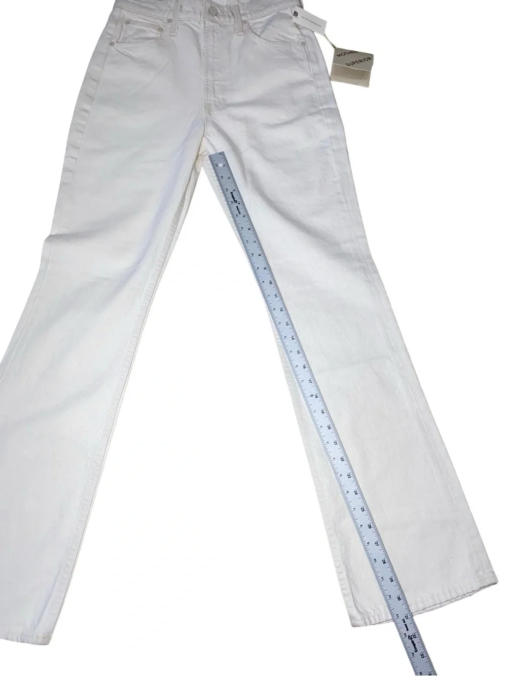 MOTHER Superior The Scooter Skimp High Rise Flare Jeans Natural Selection White